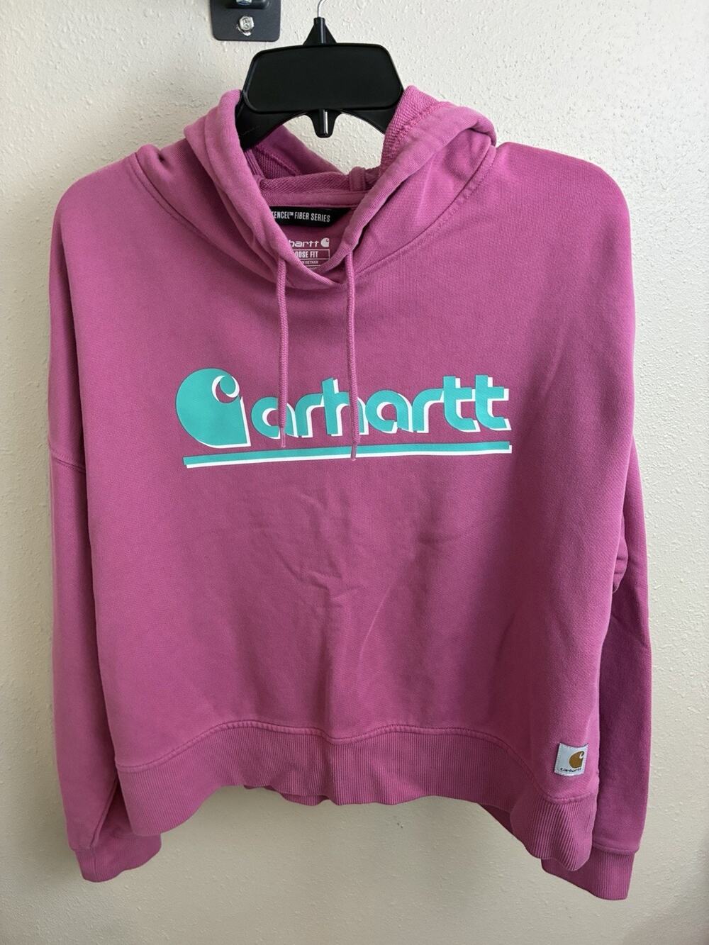 Carhartt Womenโs Graphic Hoodie Size L hooded sweatshirt tencel fiber loose fit